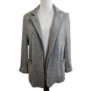Skies Are Blue Women's XL Blazer Jacket‎ Gray Black Trim Floral Lined Career